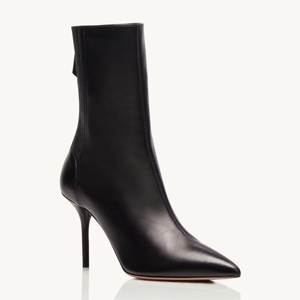 AQUAZZURA Saint Honore Leather Booties 85mm Black Size 40 US 10 NIB
